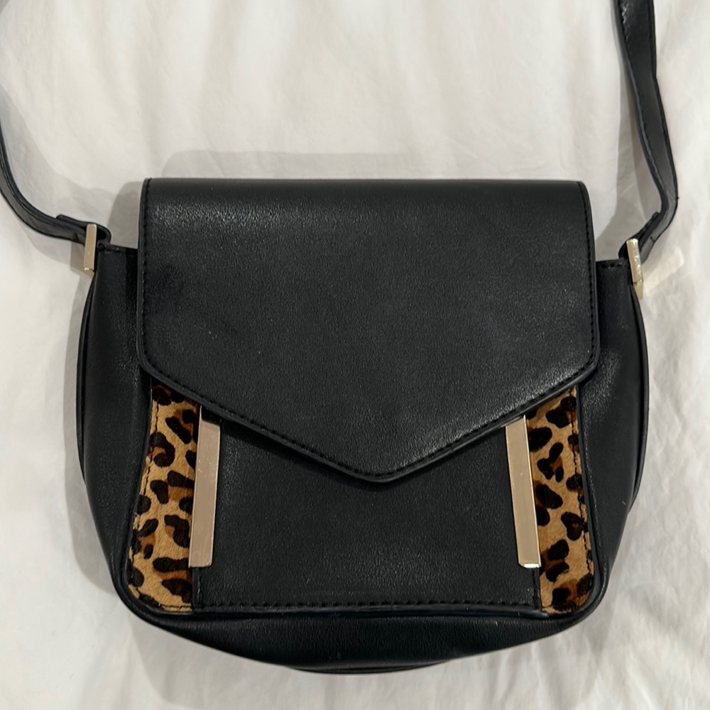 Black / leopard purse - small - crossbody